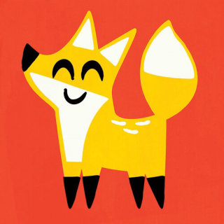 Design gráfico de uma linda raposa sorridente