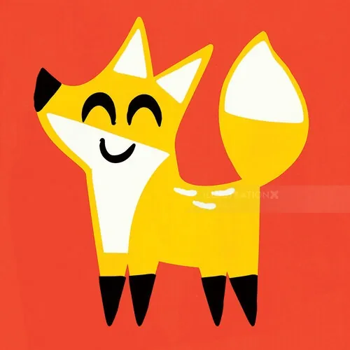 Graphical design of cute smiling Fox