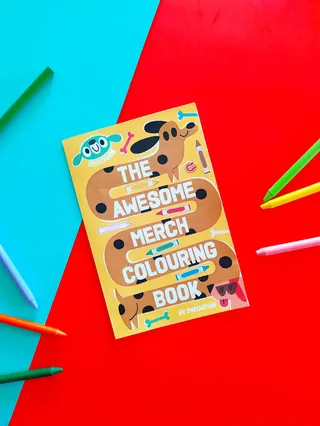 Photo of The Awesome Merch Colouring Book with colored pencils by Pintachan
