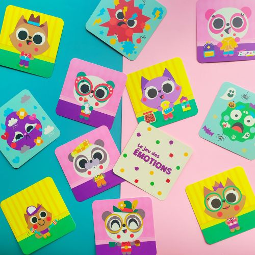 Emotion-themed colorful cards with animal characters by Pintachan