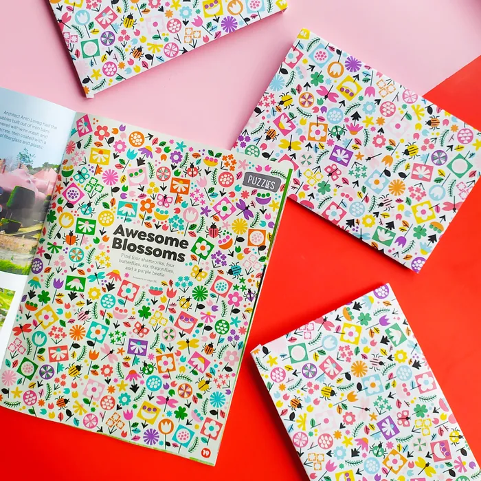 'Awesome Blossoms' puzzle books with floral designs by Pintachan