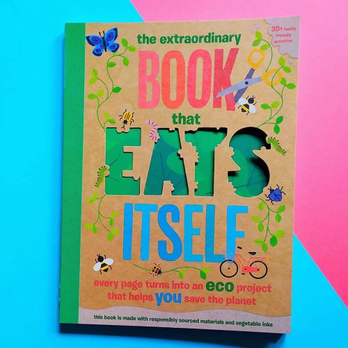 Book cover of The Extraordinary Book That Eats Itself with butterflies and bees