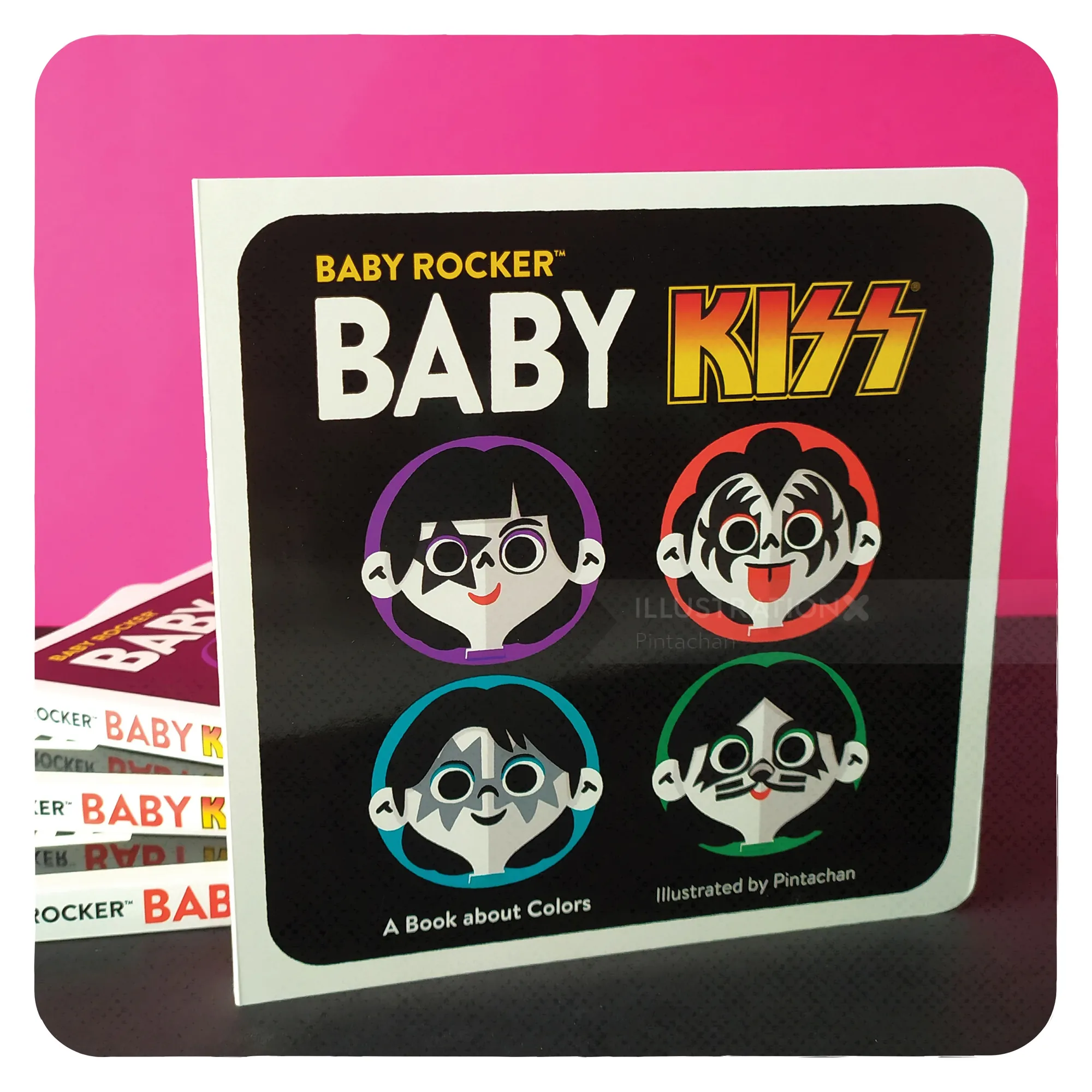 Baby KISS board book with illustrated baby faces on the cover