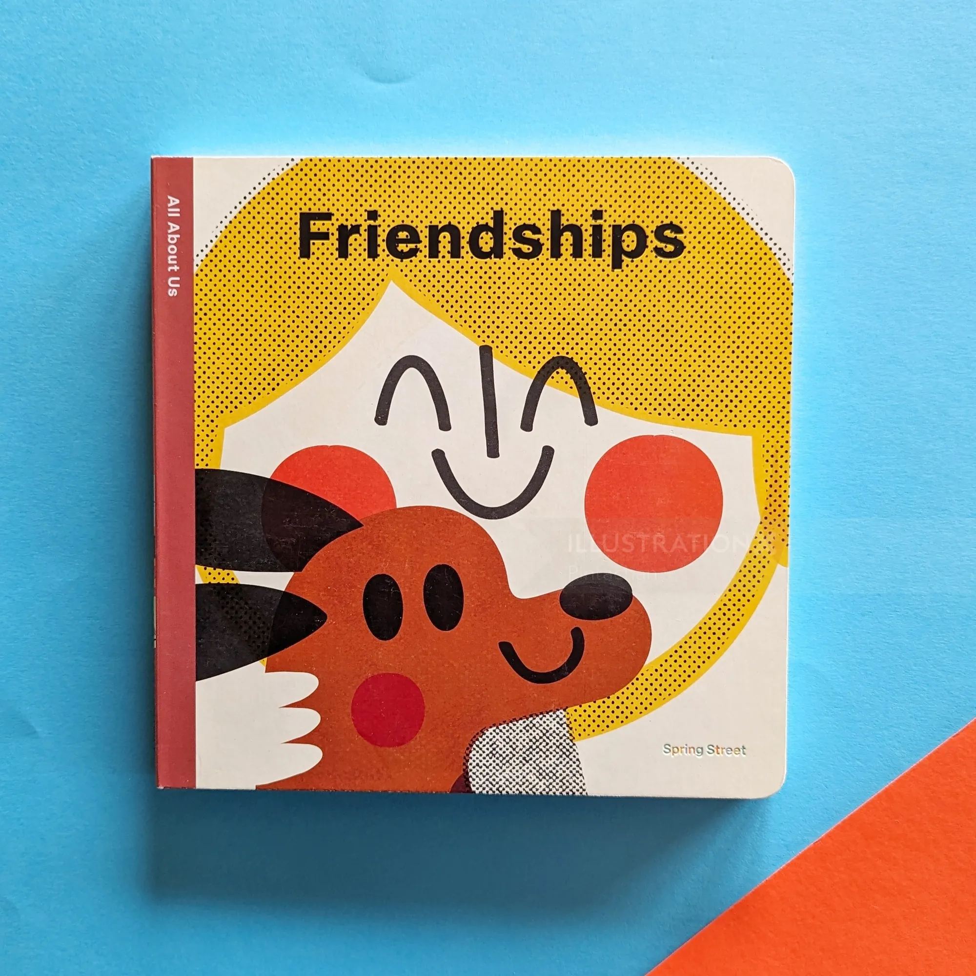 Children's book Friendships cover with girl and dog illustration