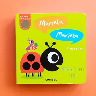 Children's book cover with a stylized ladybug and colorful text