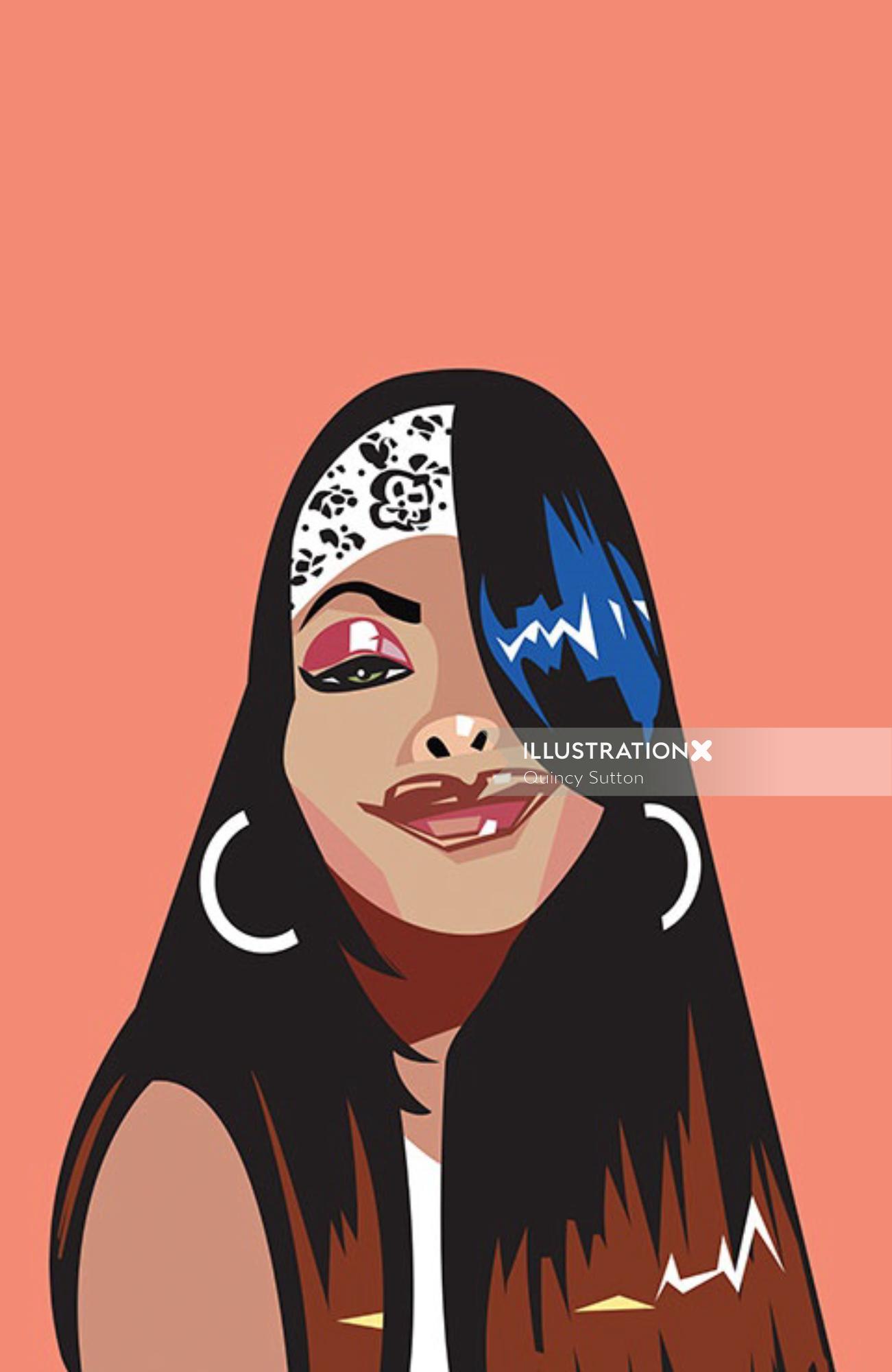 Retrato vetorial de Aaliyah Dana Haughton
