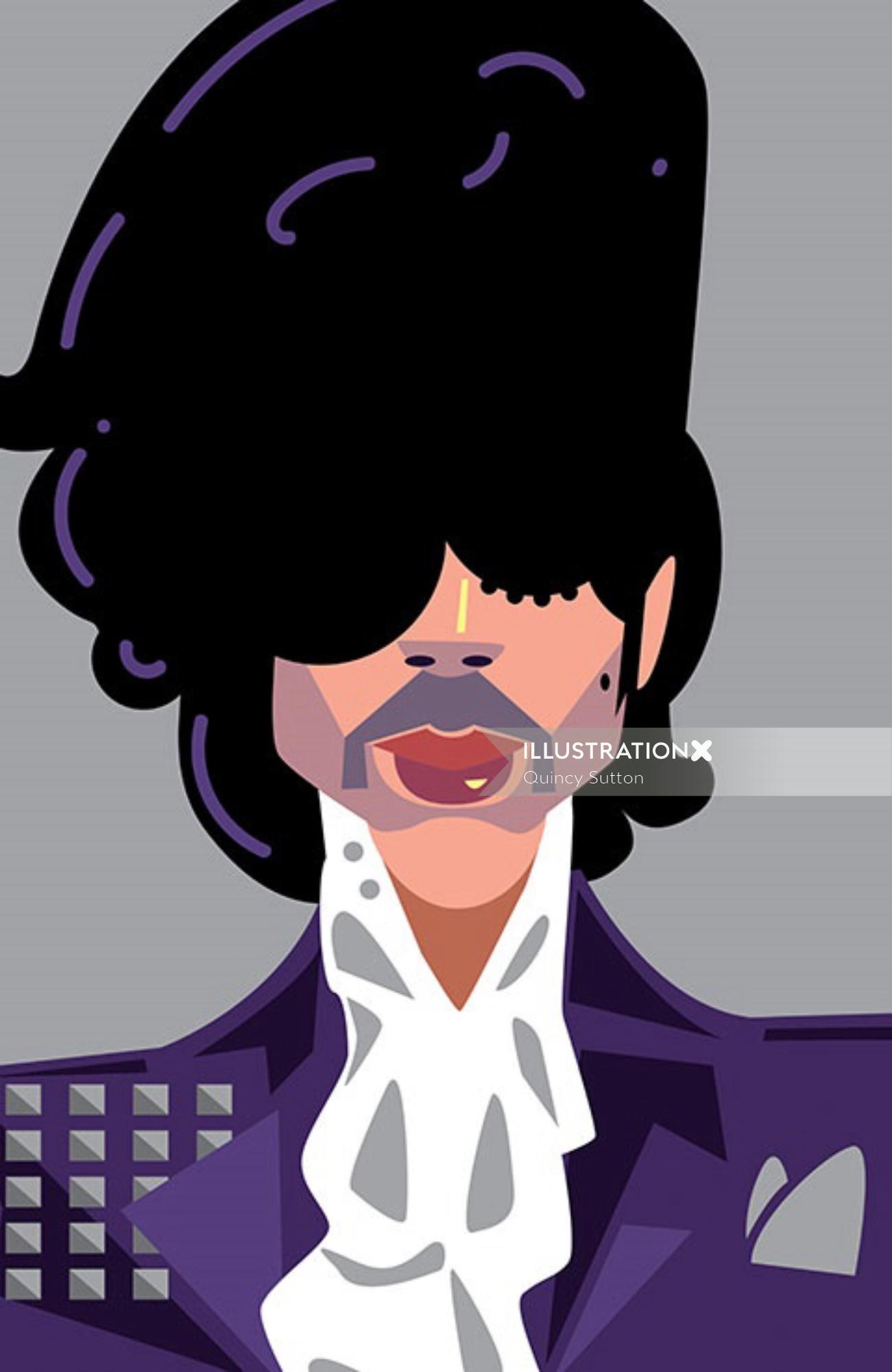 Retrato vetorial do cantor americano Prince