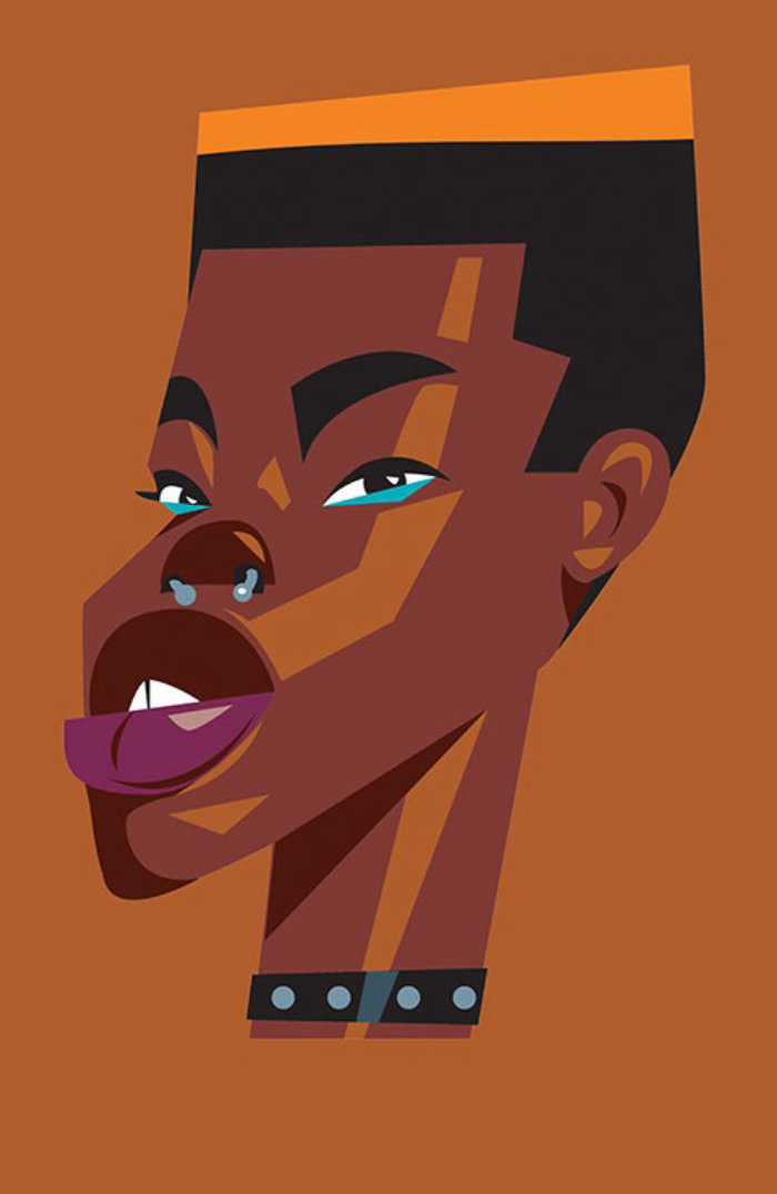 Minimal stylized portrait of Afro Punk 