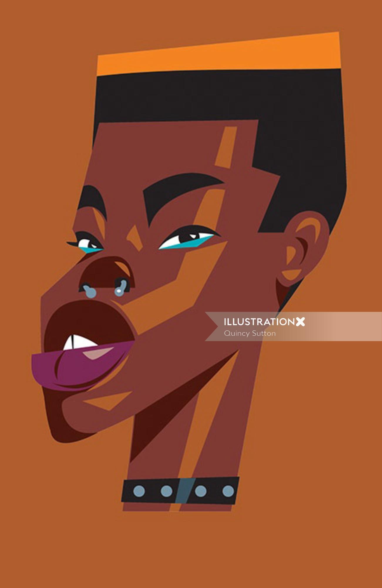 Minimal stylized portrait of Afro Punk 