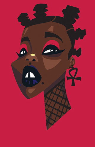 非洲朋克音乐节的女性数字绘画