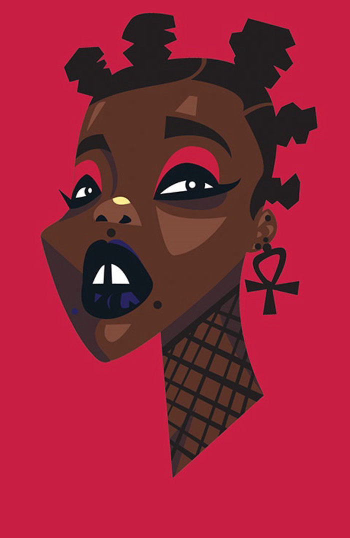 Pintura digital de mulheres para o festival afro punk