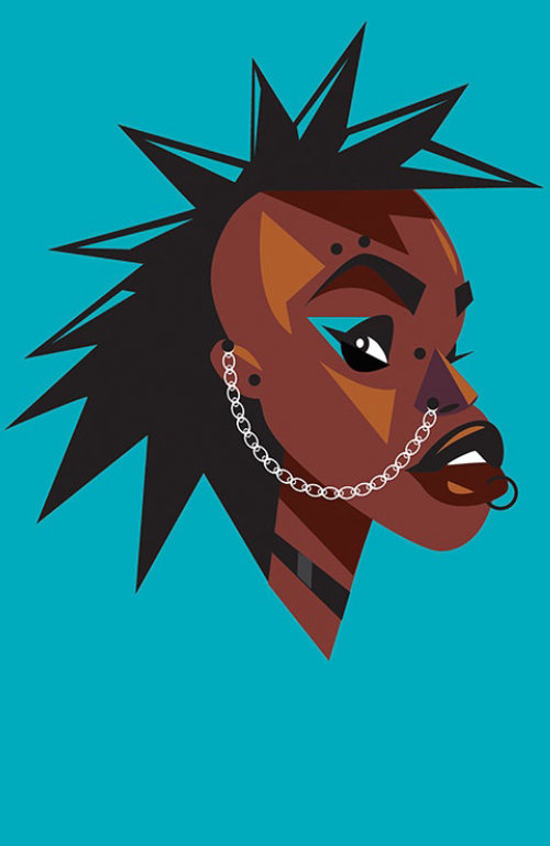 Ilustración cómica afro punk de Quincy Sutton