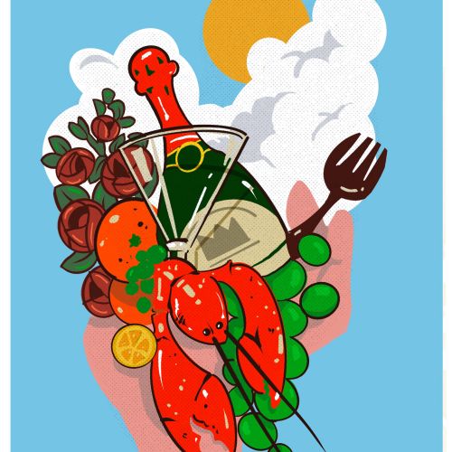 Food and Travel promotional illustration
