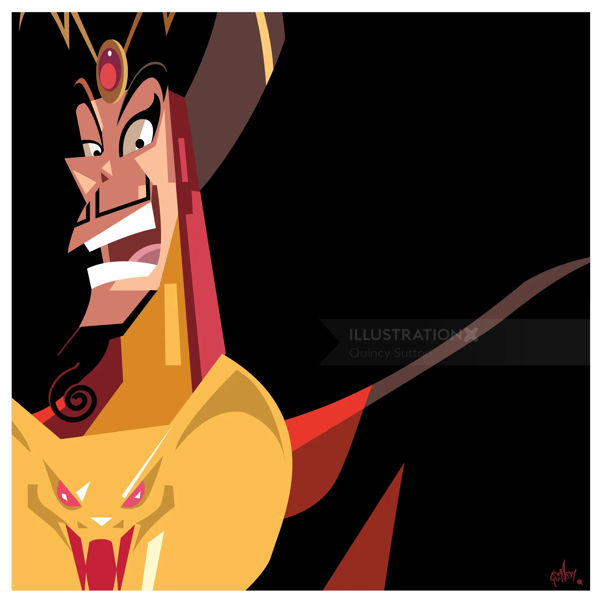 Stylized portrait of Disney villain Jafar by Quincy Sutton