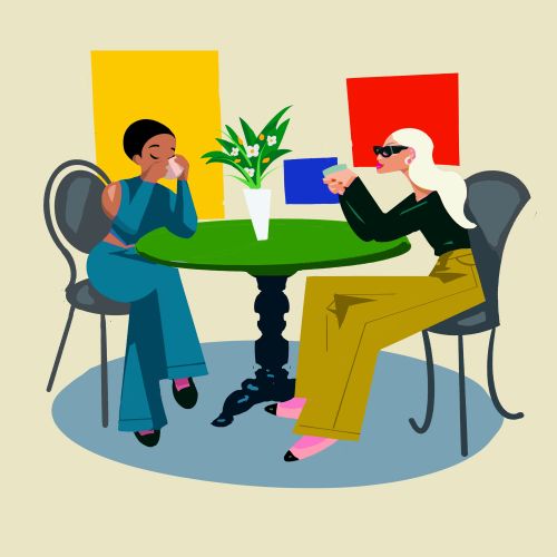 Pop art depicting a coffee meeting