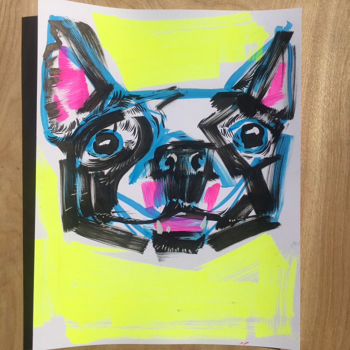 Live event drawing face of a dog
