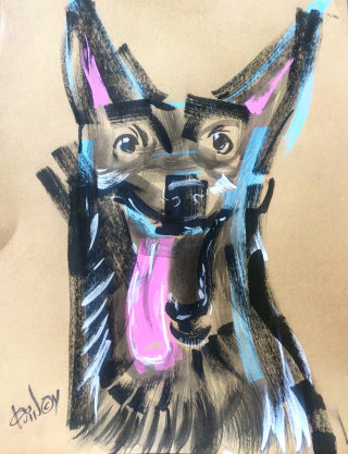 Evento ao vivo desenhando cara de cachorro
