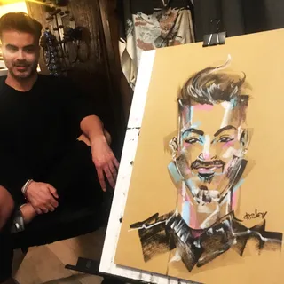 Live event drawing of stylish man
