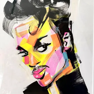 Vibrant pop art portrait of musician Prince by Quincy Sutton