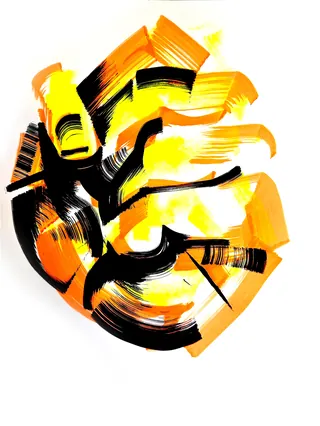 Abstract hand created with bold ink and acrylic strokes by Quincy Sutton