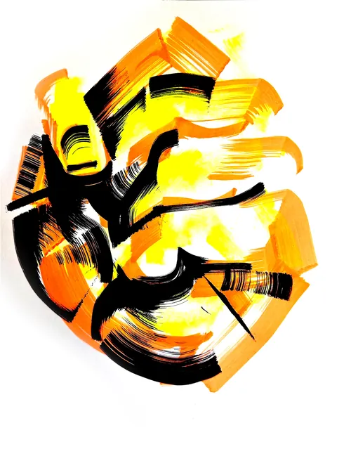 Abstract hand created with bold ink and acrylic strokes by Quincy Sutton