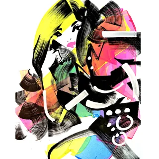 Abstract fashion portrait with vibrant yellow and pink hues by Quincy Sutton