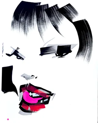 Abstract fashion portrait with bold brush strokes and vibrant lips by Quincy Sutton