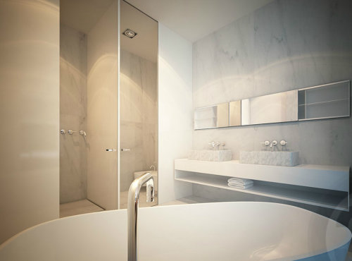 Arquitetura moderna de interior de banheiro
