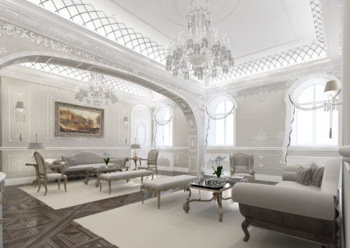 Ilustración 3D del interior del apartamento de lujo CGI