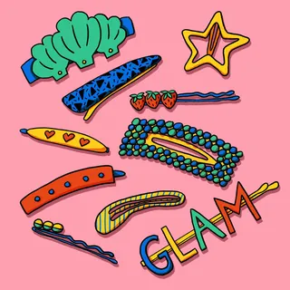 Colorful hair clips and pins with strawberries and star designs by Rachel Winter