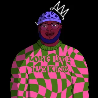 Illustration of person with crown and patterned sweater by Rachel Winter
