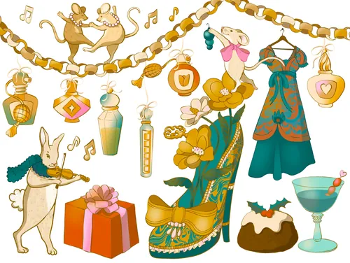 Festliche Tanztiere, Noten, Geschenke und Dekorationen von Rachel Winter