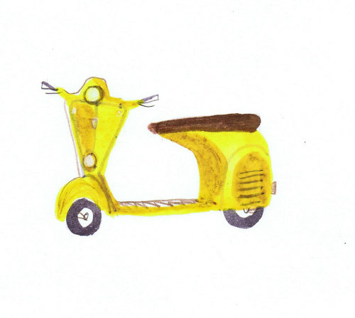 drawing of an yellow scooter