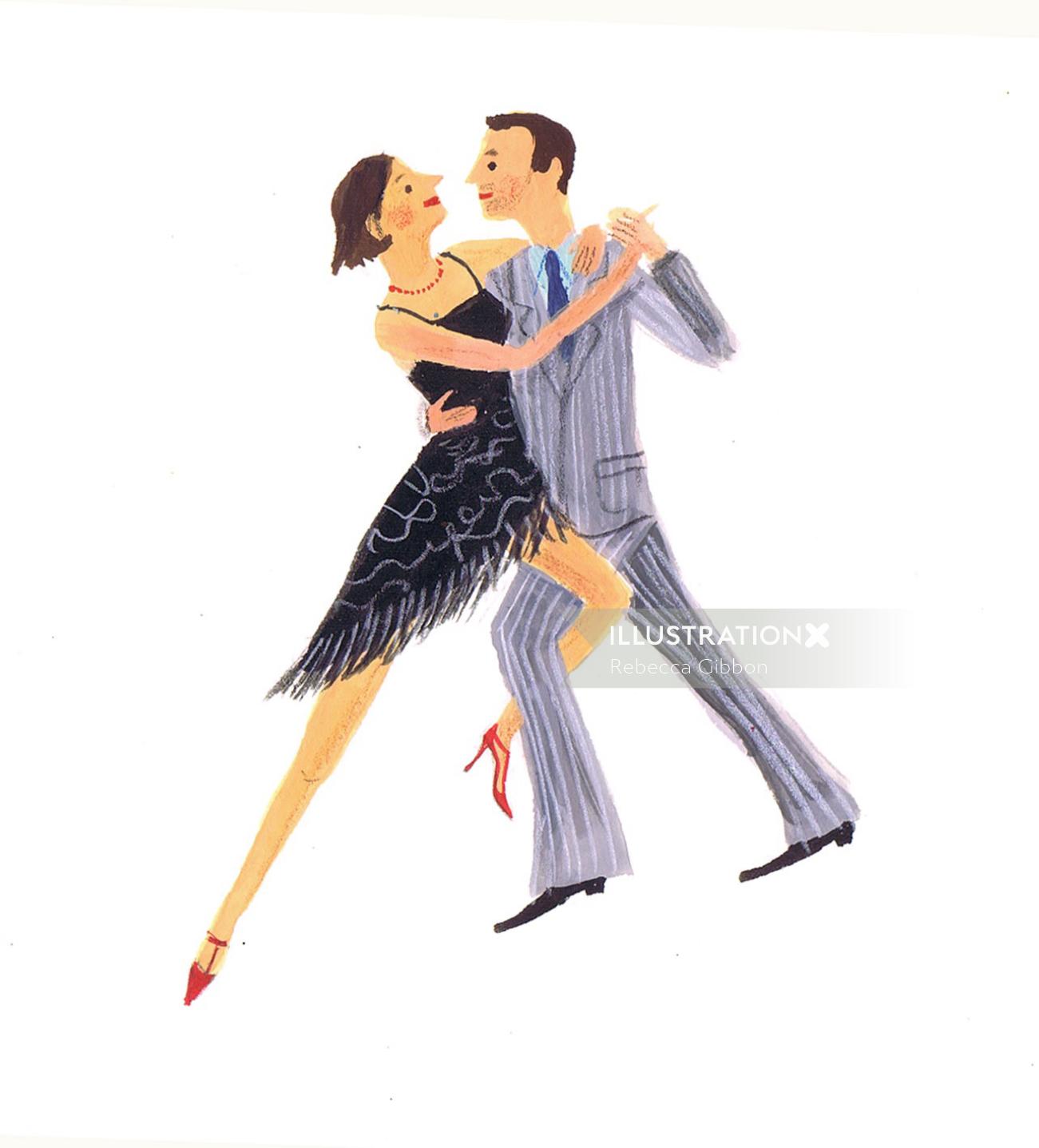 sketch of a dancing couple