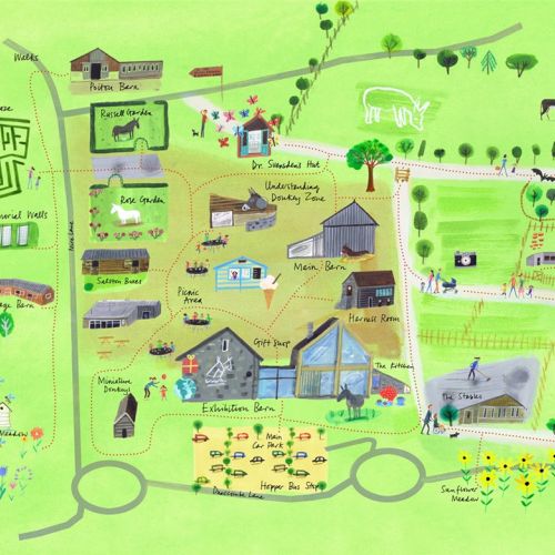 map illustration of a green farm