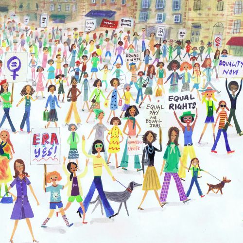 sketch of women unite for their rights
