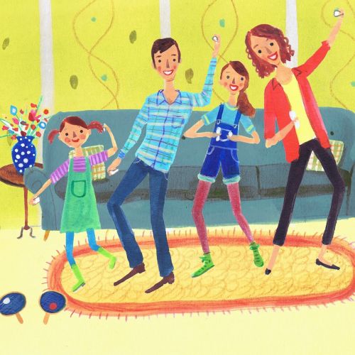 Children illustration family dance
