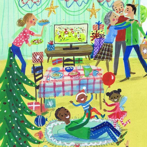 Children illustration family enjoying christmas
