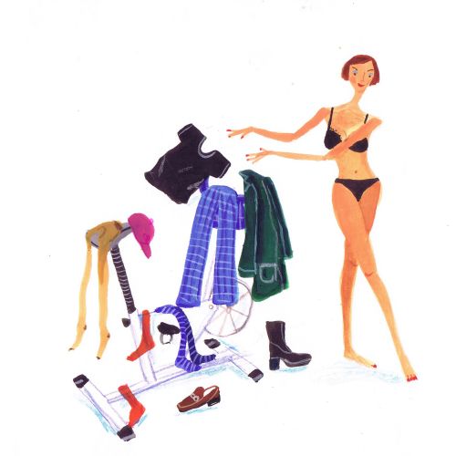 Lifestyle woman hanging clothes