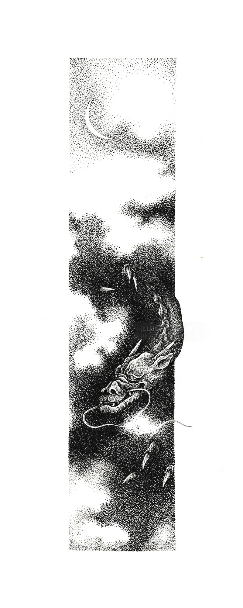 Mini dragon drawing in black and white by Reiko Lauper