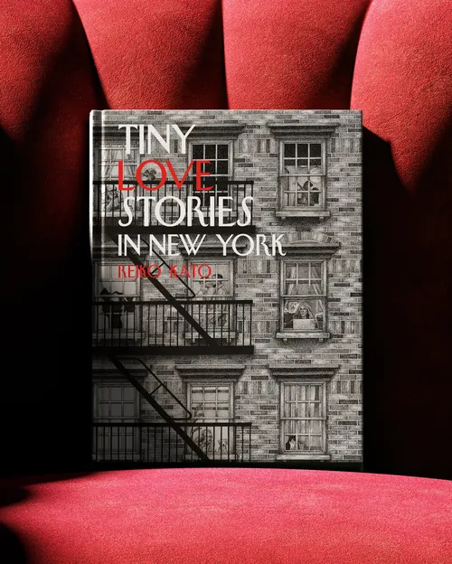 Photographie de Reiko Kato représentant Tiny Love Stories à New York sur fond de tissu rouge