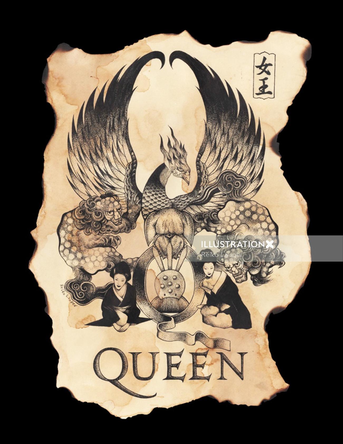 Série d&#39;affiches rock japonisées : Queen