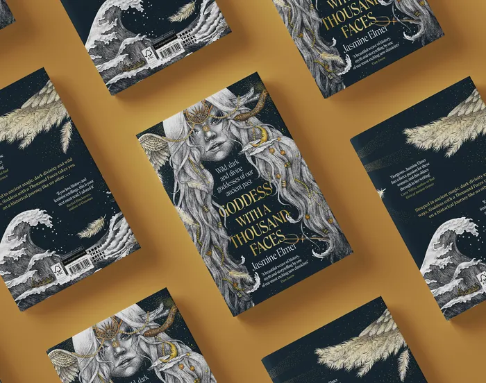 Book cover of Goddess with a Thousand Faces with artistic face illustration