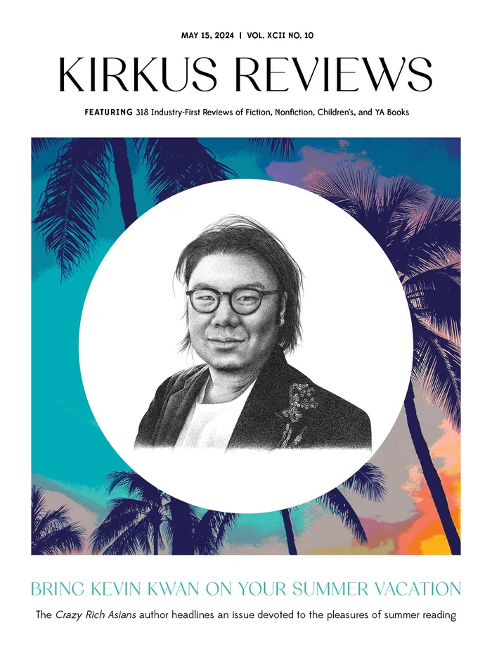 Portrait of Kevin Kwan on Kirkus Reviews cover with palm trees