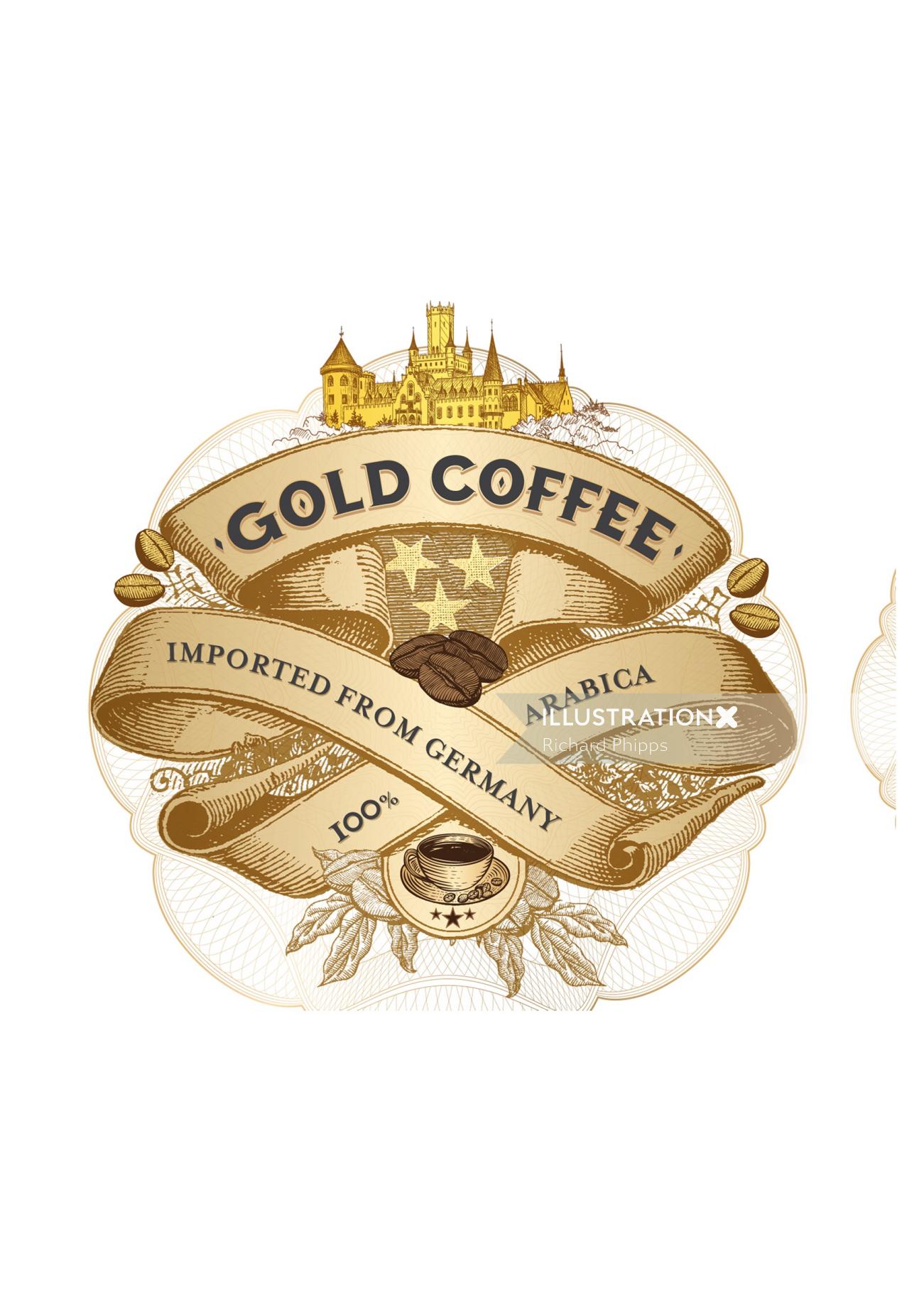 Poster design of gold coffee 