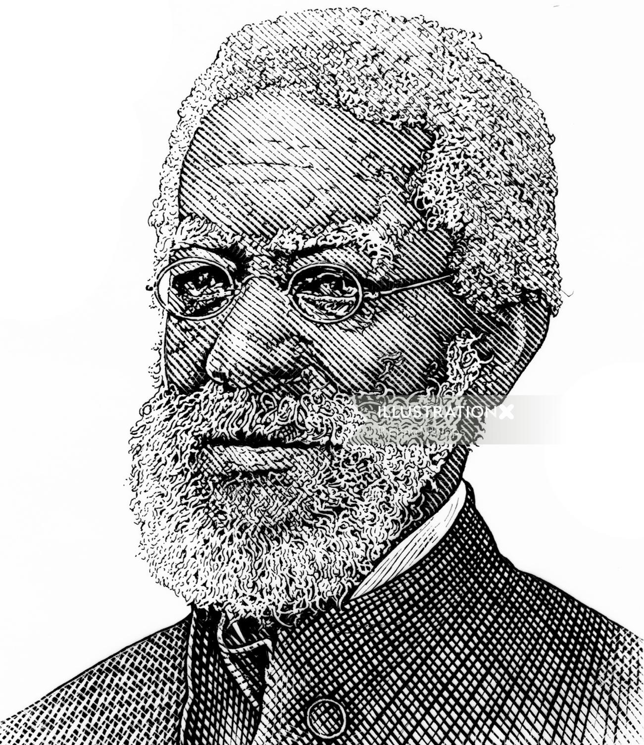 Portrait gravé sur bois du ministre américain Alexander Crummell