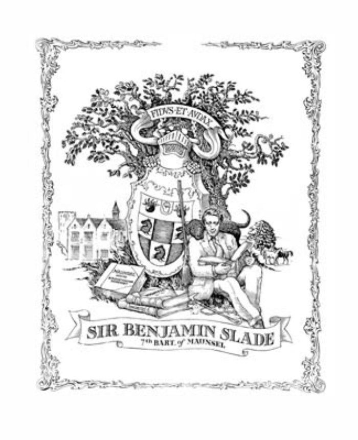 Black and white poster design of sir Benjamin slade