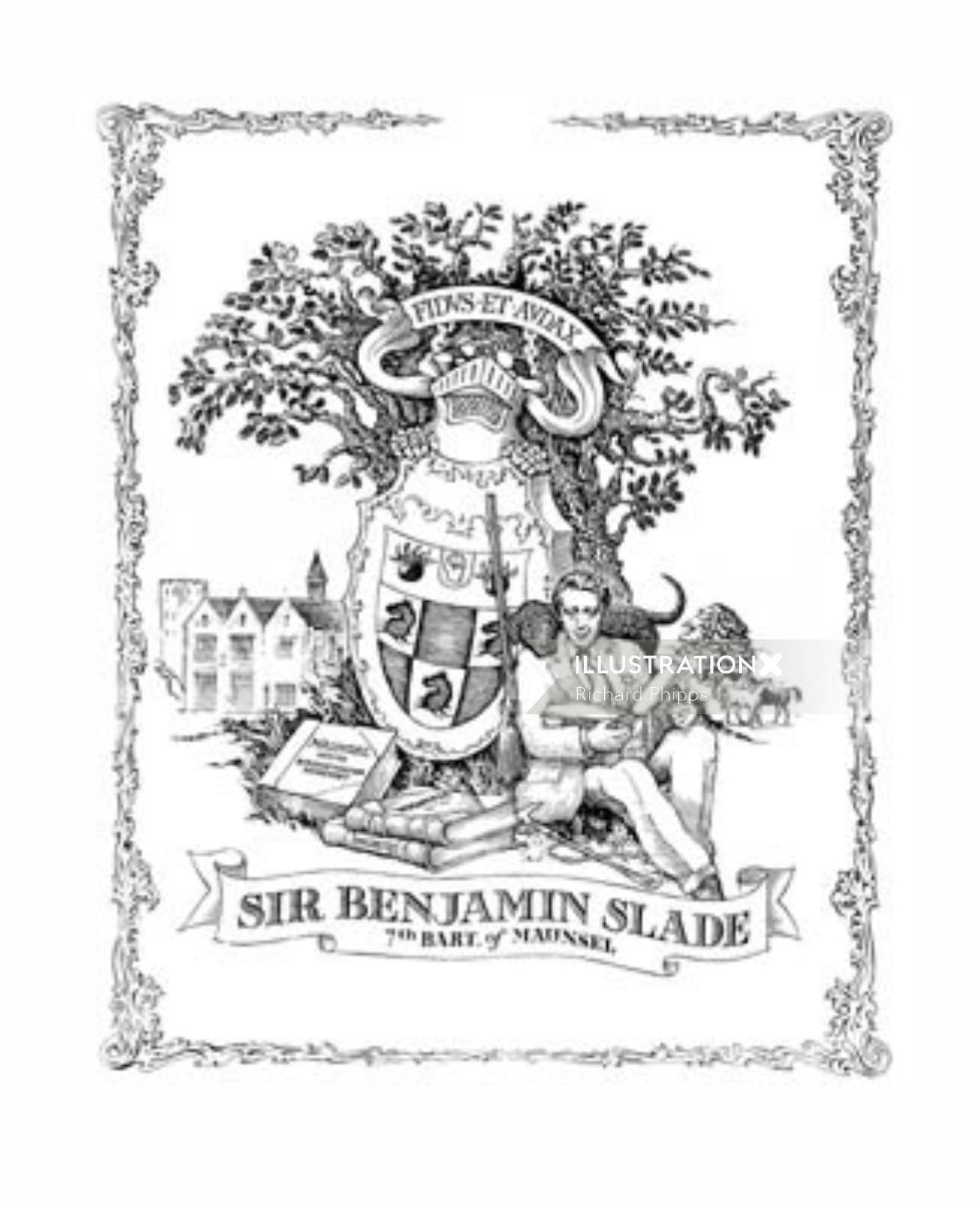 ベンジャミン卿のスレイドの黒と白のポスターデザイン