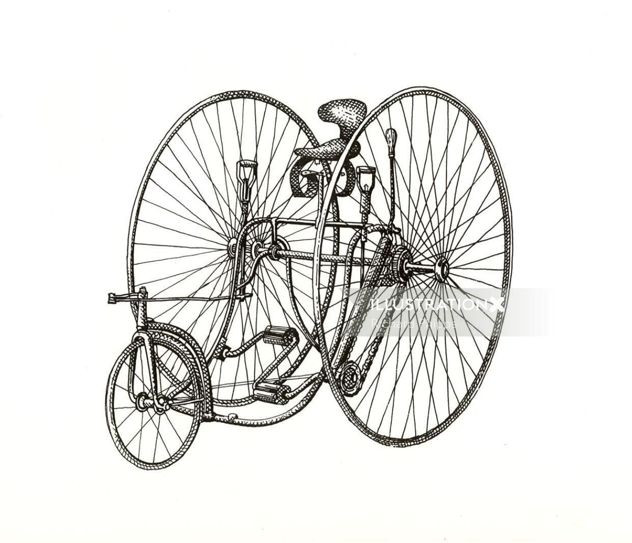 Illustration de la ligne de vélo hybride