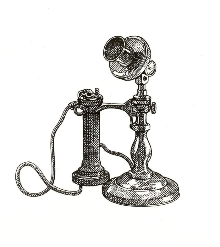 Old style black and white telephone 